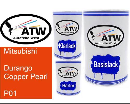 Mitsubishi, Durango Copper Pearl, P01: 500ml Lackdose + 500ml Klarlack + 250ml Härter - Set, von ATW Autoteile West.